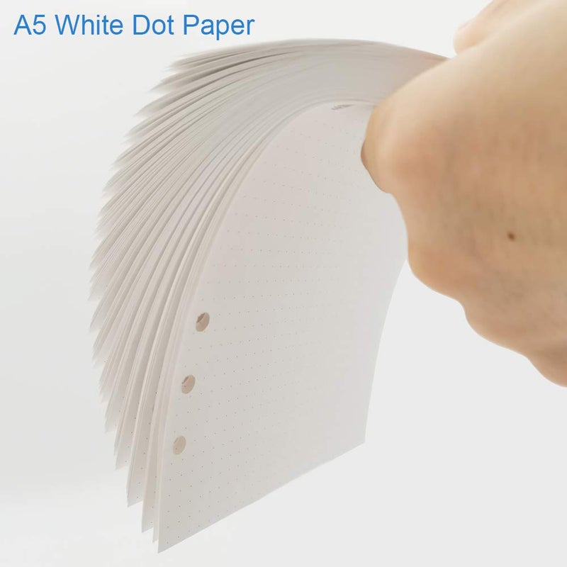 Nokingo A5 Dotted Paper, Refills for Filofax Planner, Organizer, Binders, 6 Hole Punched, 100 Sheets/200 Pages, 100gsm, White, 5.8 x 8.2 Inch - Image 3