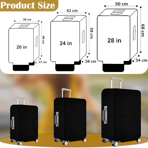 Fancy Walas Set of 3 Trolley Bag Cover/Suitcase Bag Cover/Nylon Trolley Cover/Waterproof Dustproof Luggage Cover/Zippered Nylon Suitcase Cover Protectors (Black, 20 inch, 24 inch, 28 inch Pack of 3) - Image 2