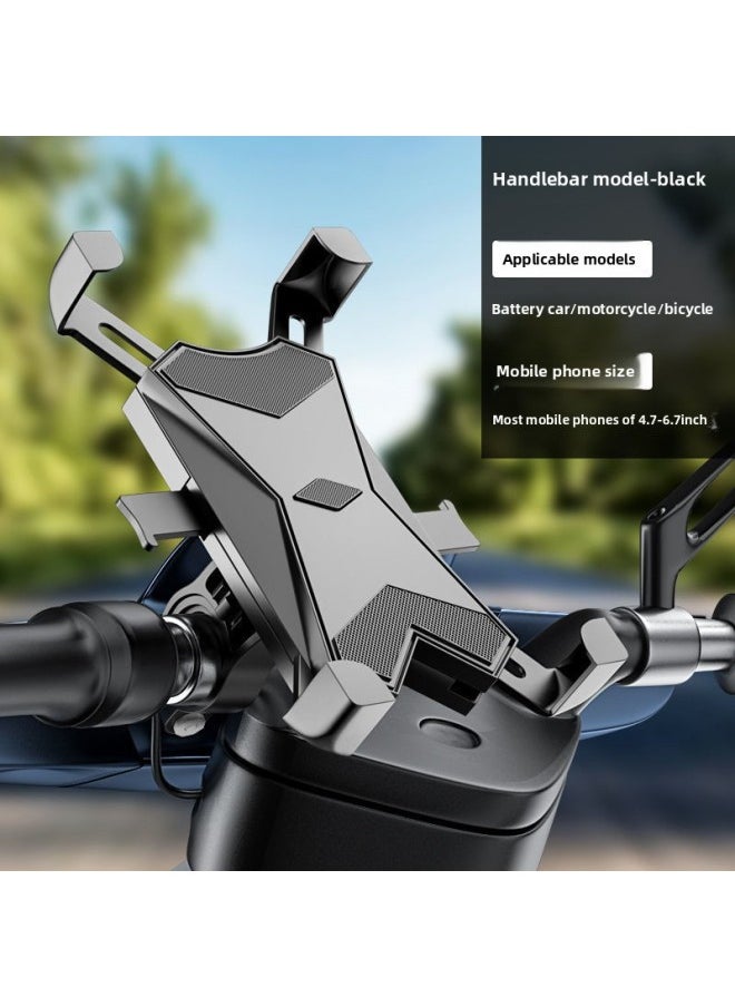 Generic Motorcycle Electric Vehicle Mobile Phone Navigation Bracket Delivery Special Bicycle Handler Aluminum Alloy Delivery Mobile Phone Bracket-Colour:Four-claw Locking (handlebar Model) Is Super Stable  - Image 1