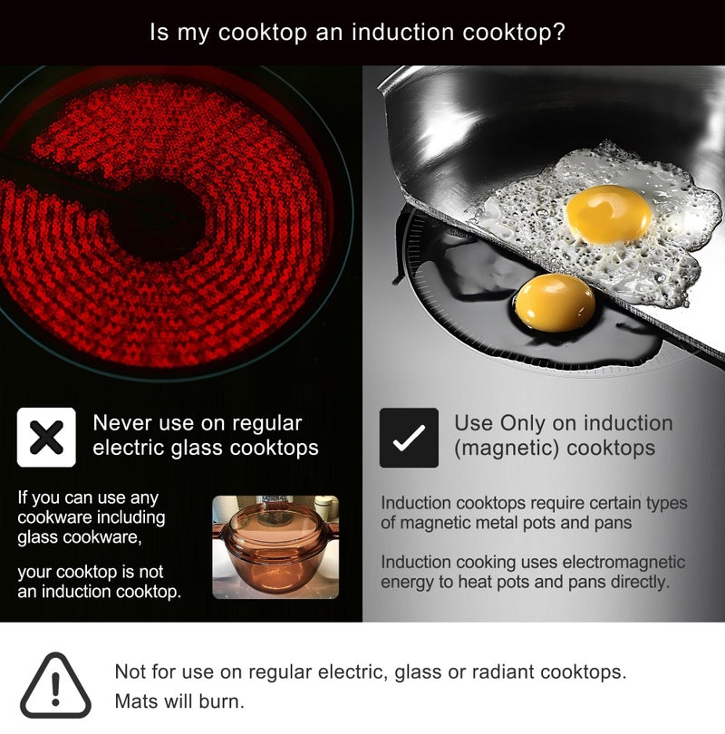 Lazy K Induction Cooktop Mat - Silicone Fiberglass Scratch Protector - for Magnetic Stove - Non slip Pads to Prevent Pots from Sliding during Cooking - Square (7.4inches) Black - Image 2