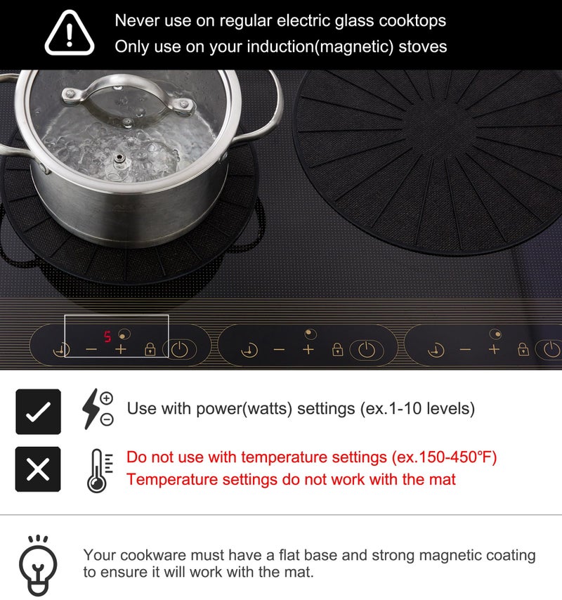 Lazy K Induction Cooktop Mat - Silicone Fiberglass Scratch Protector - for Magnetic Stove - Non slip Pads to Prevent Pots from Sliding during Cooking - Square (7.4inches) Black - Image 3