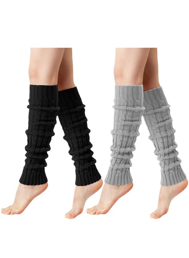 Pleneal Leg Warmers for Women - 2 Pairs Fashion Cable Knit Warm Leg Warmers 80s Accessories for Party Sports Yoga - Image 1