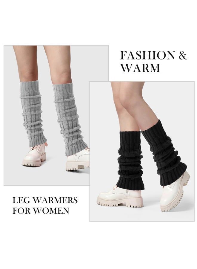 Pleneal Leg Warmers for Women - 2 Pairs Fashion Cable Knit Warm Leg Warmers 80s Accessories for Party Sports Yoga - Image 2