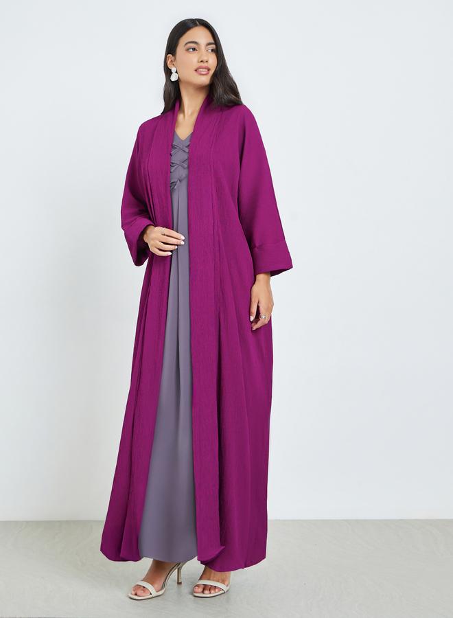Amirah Purple Open Front A-Line Abaya - Image 3