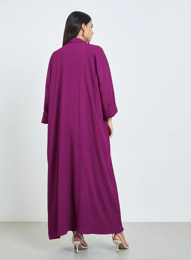 Amirah  Purple Open Front A-Line Abaya for Women | Best Price UAE