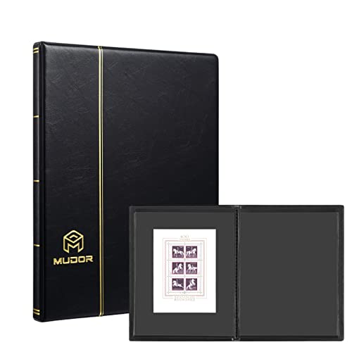 MUDOR Stamp Albums for Collectors, 1 Pockets Stamp Book for Collectors, 10 Sheets Stamp Stockbook, Black - Image 1