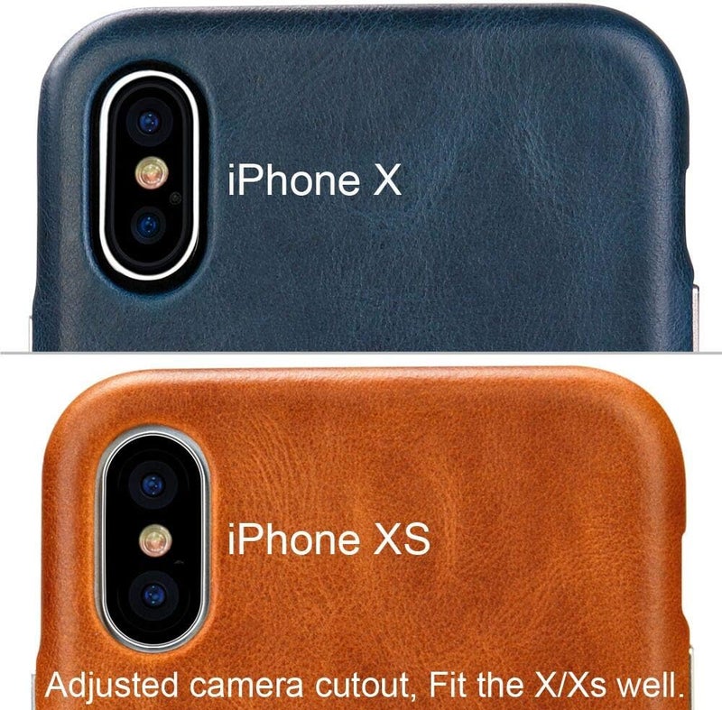 حافظة جلدية واقية فائقة النحافة عتيقة ذات قبضة مانعة للانزلاق وهيكل غطاء خلفي صلب لـ iPhone X /10 5.8 بوصة بني - Image 5