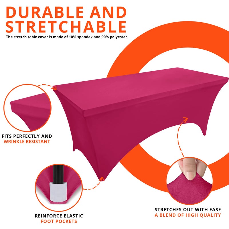 Utopia Kitchen Spandex Tablecloth 2 Pack [6FT, Fuchsia] Tight, Fitted, Washable and Wrinkle Resistant Stretch Table Cloth Rectangle Cover for Trade Show, Weddings & Parties [72Lx30Wx30H Inch] - Image 5