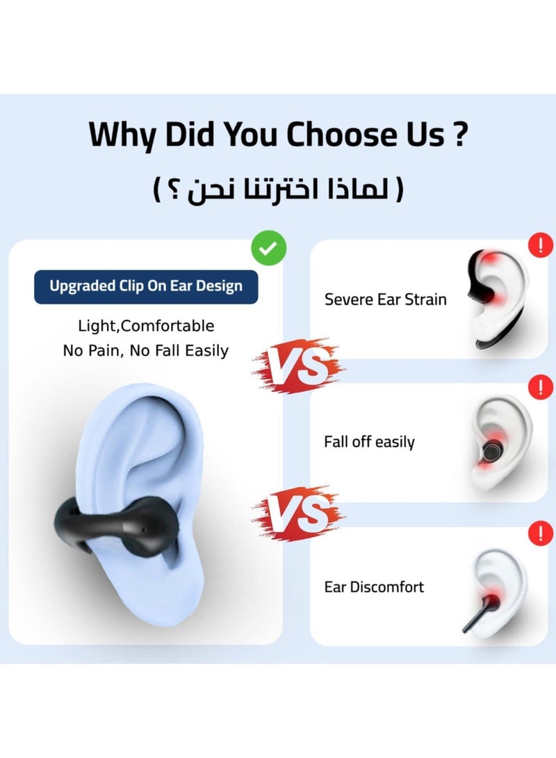 GUDOO سماعات رأس البلوتوث اللاسلكية 5.3 سماعات رأس البلوتوث ذات القدرة المفتوحة 10-12 ساعة من وقت الاستخدام للجري والمشي متوافق مع آي فون وأندرويد - Image 3