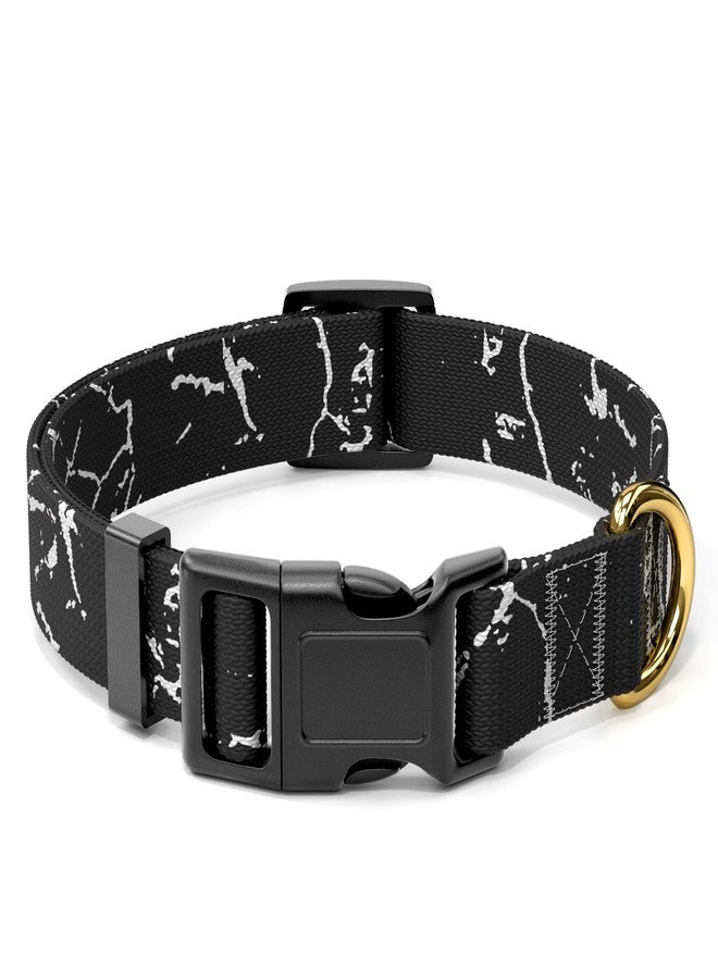 Rnivvi Dog Collar for Small Dogs, Cute Marble Heavy Duty Adjustable Puppy Collar with Quick Release Buckle for Girl & Female, Pet Accessories for Walking Running, XS Length 5/8" Width, Black - Image 1