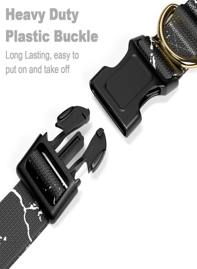 Rnivvi Dog Collar for Small Dogs, Cute Marble Heavy Duty Adjustable Puppy Collar with Quick Release Buckle for Girl & Female, Pet Accessories for Walking Running, XS Length 5/8" Width, Black - Image 4