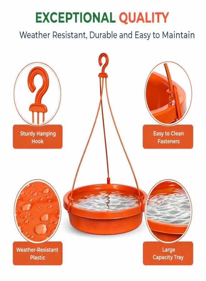 HOYEHOLA Hanging Bird Water Feeder Bowl 9.8 Inch with Strong Hook - Outdoor Balcony & Garden Bird Bath Dish for Sparrow, Parrot & Small Birds | Durable Plastic (Pack of 1) - Image 3