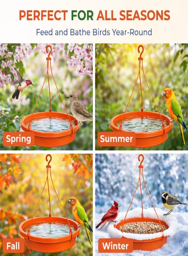 HOYEHOLA Hanging Bird Water Feeder Bowl 9.8 Inch with Strong Hook - Outdoor Balcony & Garden Bird Bath Dish for Sparrow, Parrot & Small Birds | Durable Plastic (Pack of 1) - Image 5