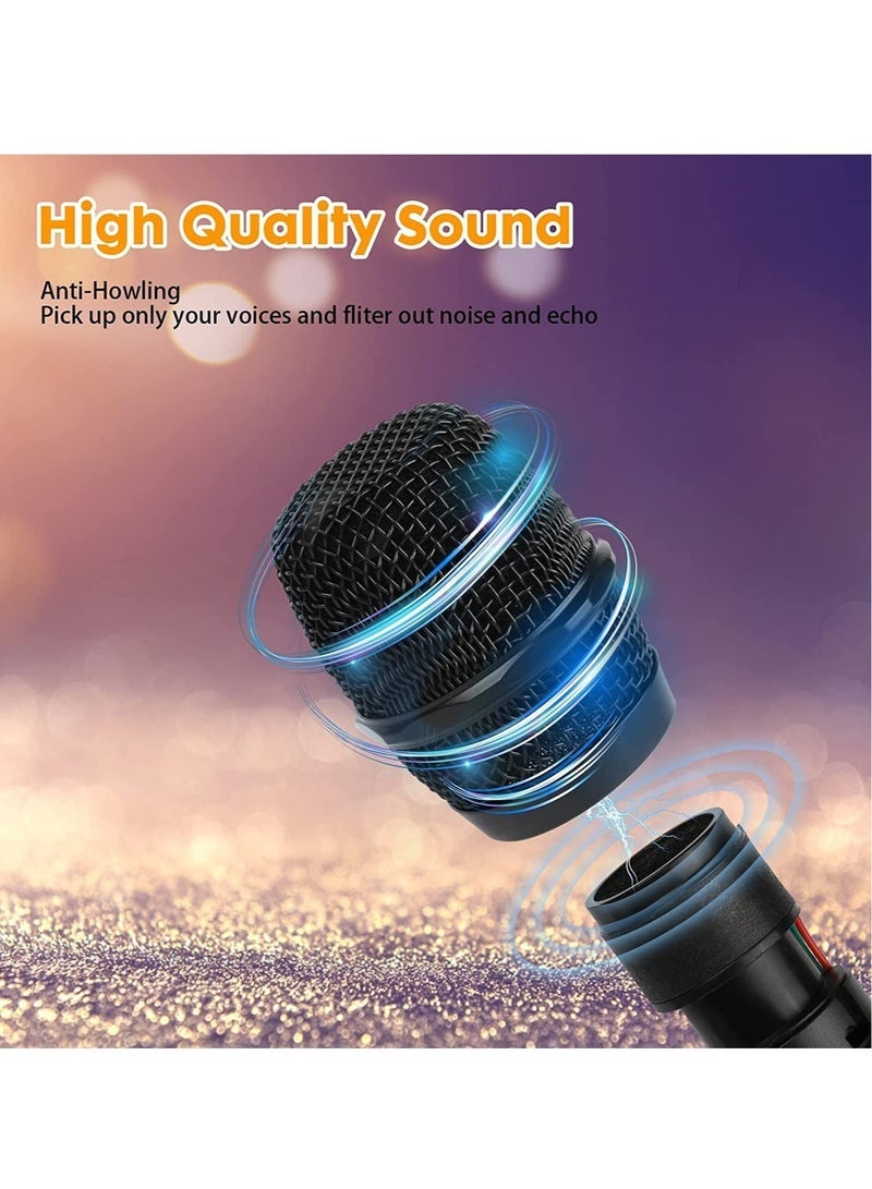 2 pack Wireless Unidirectional Microphone HAndheld Mic With Receiver 1/4 Output For Conference/Weddings/Church/Stage/Party/Karaoke, (Duel Cordless) (Black) - Image 2