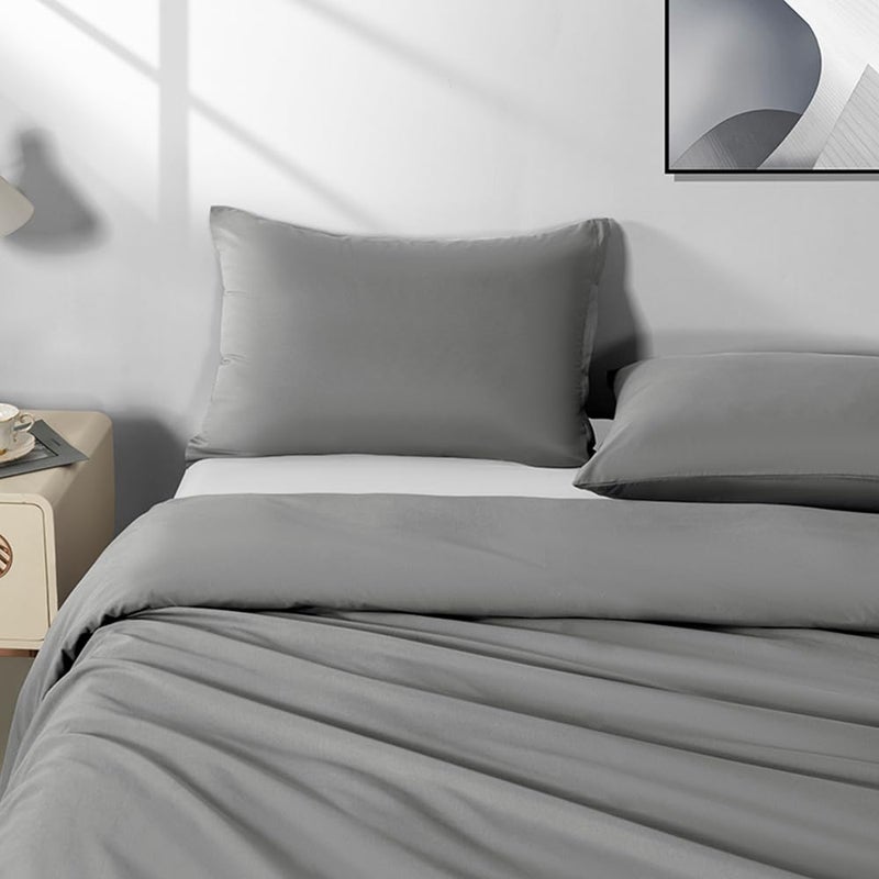NookZuzu 2 Pack Microfiber Zipper Pillowcases, Soft Comfortable Not Shrink Dark Gray Pillow Case, Standard Pillow Cases Set of 2 (20x26 Inches) - Image 2
