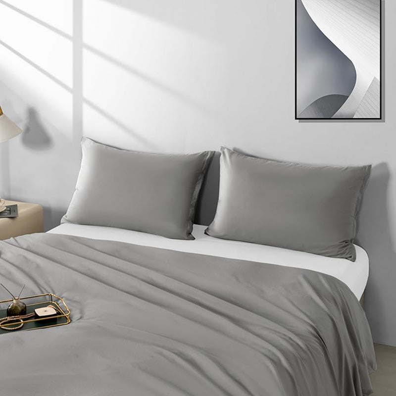 NookZuzu 2 Pack Microfiber Zipper Pillowcases, Soft Comfortable Not Shrink Dark Gray Pillow Case, Standard Pillow Cases Set of 2 (20x26 Inches) - Image 1