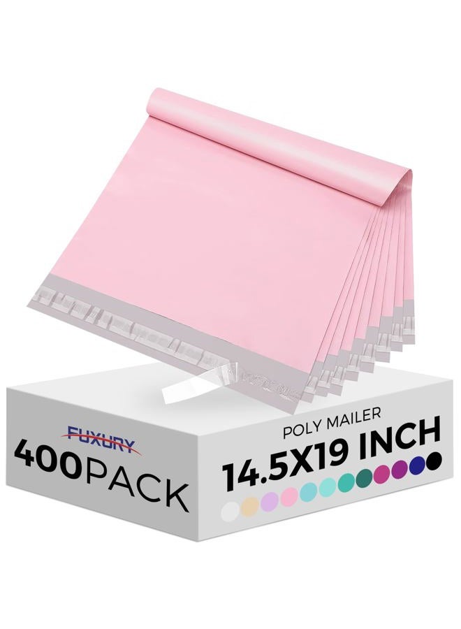 Fuxury 400 Pcs Poly Mailers 14.5x19 Inch, Bulk Shipping Bags for Clothing, Strong Adhesive Shipping Envelopes for Small Business Suppliers,Waterproof Mailers Poly Bags Mailing Envelopes Light Pink - Image 1