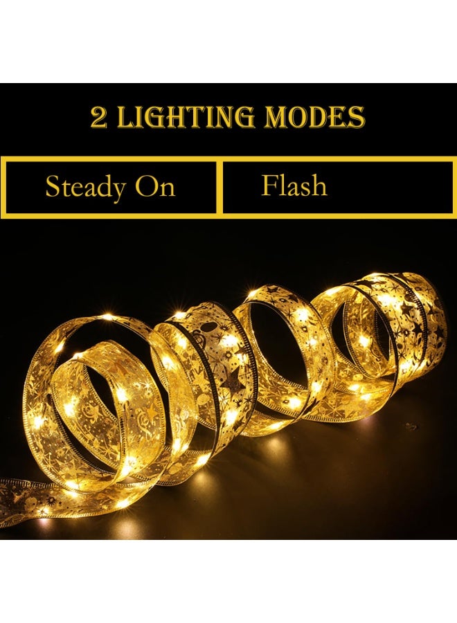 Chielor Christmas Tree Decorations Ribbon Lights, 32ft 100 LED Ribbon Lights, Battery-Powered Copper Wire Christmas Tree Ribbon Lights for Xmas Tree Wedding Birthday Party Home Holiday Décor - Image 4