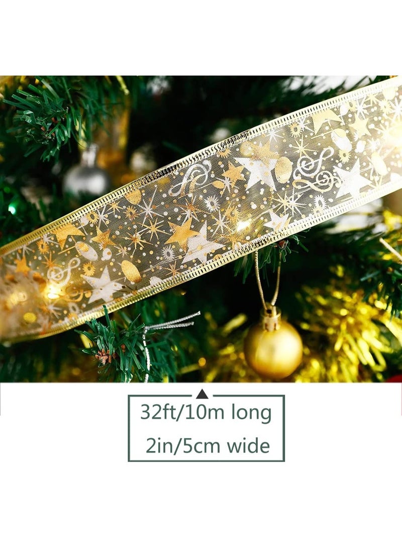Chielor Christmas Tree Decorations Ribbon Lights, 32ft 100 LED Ribbon Lights, Battery-Powered Copper Wire Christmas Tree Ribbon Lights for Xmas Tree Wedding Birthday Party Home Holiday Décor - Image 3