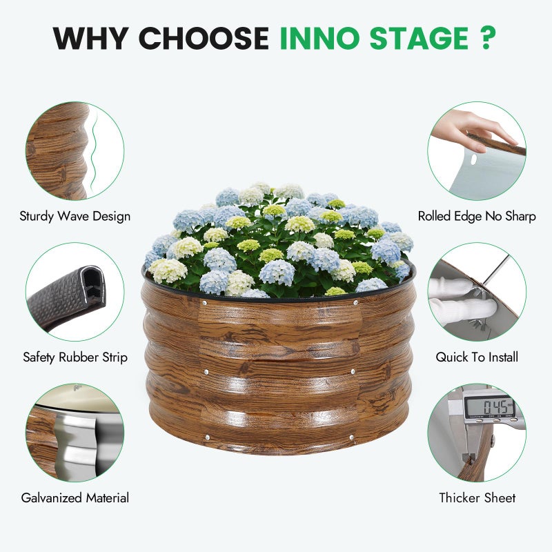 INNO STAGE INNO STAG 3 Pcs Round Galvanized Raised Garden Bed â€” 2Ã—2Ã—1ft Planter Box Outdoor Raised Beds Kit for Gardening Vegetables, Fruits, Herbs, and Flowers, Grain - Image 3