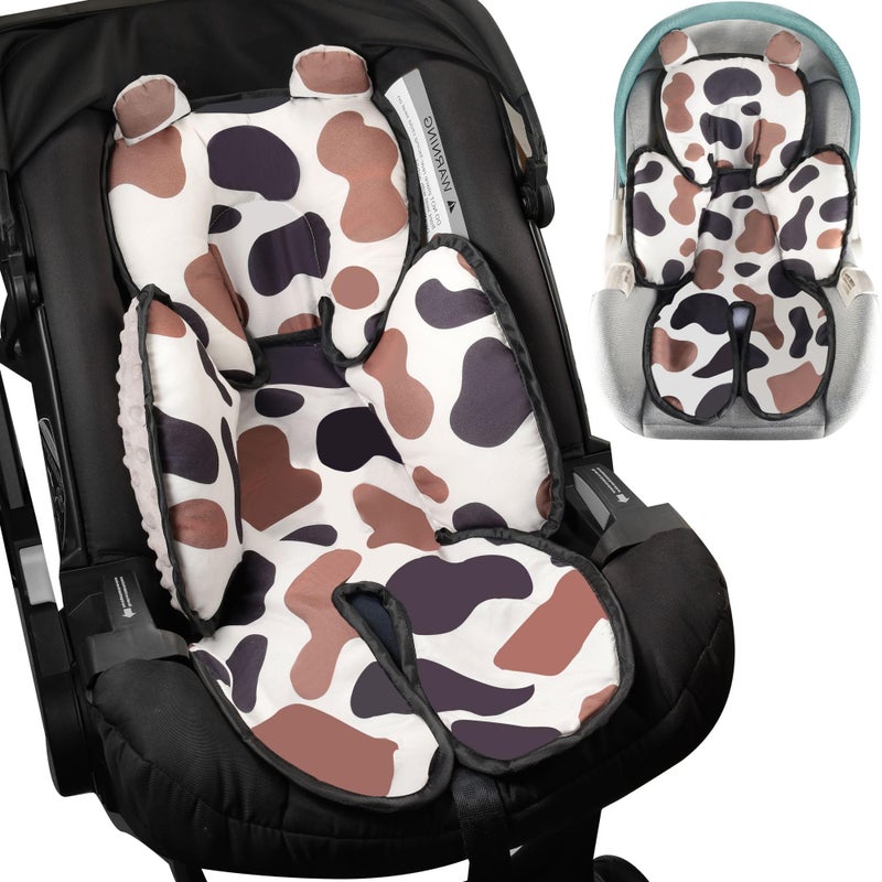 Honeau 3in1 Baby Car Seat Head Body SupportSoft Breathable Infant Car Seat Insert Newborn Boy GirlReversible CottonMinnky Carseat Head Support Pillow Cushion for Infant StrollerSwingBouncerGrey - Image 2