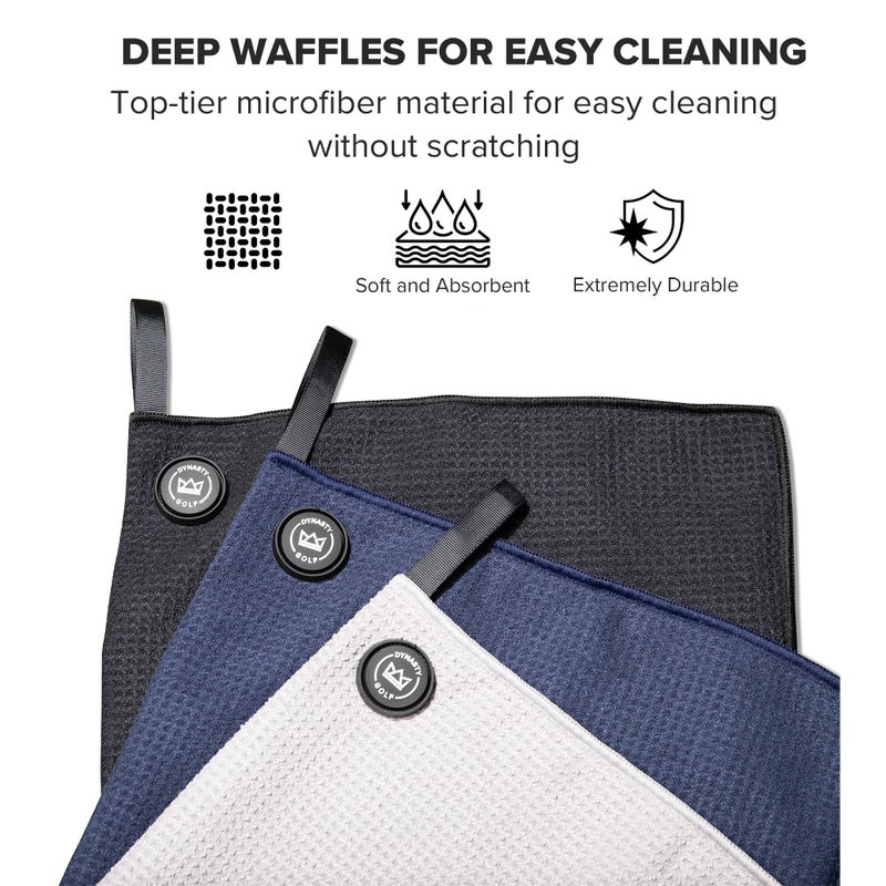 Dynasty Golf Magnetic Golf Towel for Golf Bags - Microfiber Golf Towels for Men & Women - Waffle Golf Bag Towel with Magnet (Gray) - Image 3