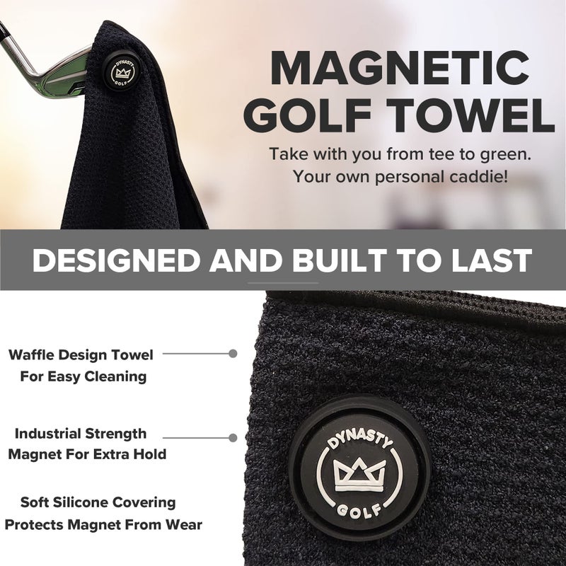 Dynasty Golf Magnetic Golf Towel for Golf Bags - Microfiber Golf Towels for Men & Women - Waffle Golf Bag Towel with Magnet (Gray) - Image 2