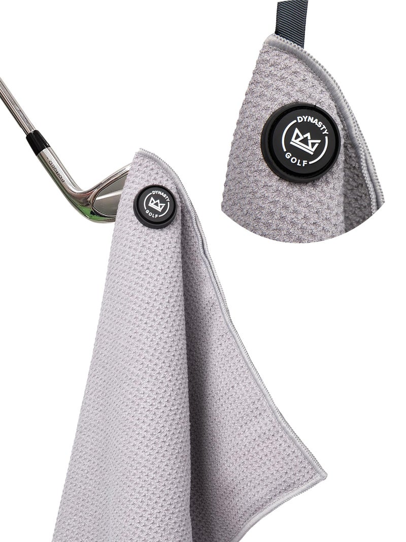 Dynasty Golf Magnetic Golf Towel for Golf Bags - Microfiber Golf Towels for Men & Women - Waffle Golf Bag Towel with Magnet (Gray) - Image 1