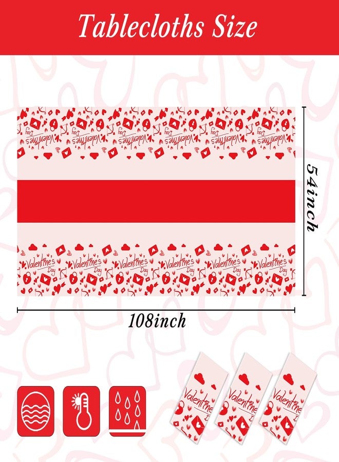 Childom Valentines Day Tablecloth Decorations for Party,3 Pack Disposable Plastic Valentines Tablecloth 54" x 108", Pink Table Cloths for Party Supplies,Valentines Day Decor for Wedding Engagement Anniversary - Image 2