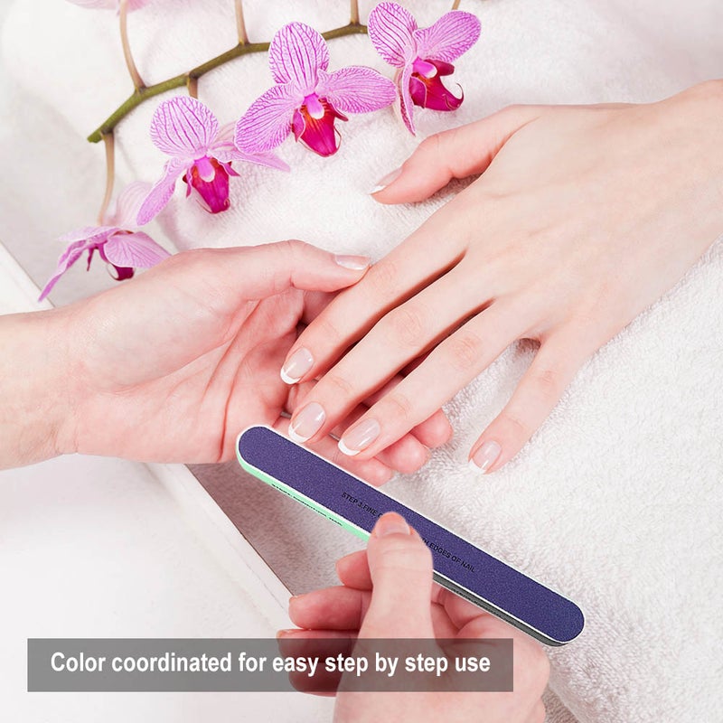 2pcs/lot Nail Files Nail Buffers Block 7 Professional Steps Buffing Polishing Shining Your Fingernail & Toenail Tool Kit Sets - Image 3