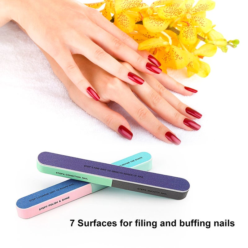 2pcs/lot Nail Files Nail Buffers Block 7 Professional Steps Buffing Polishing Shining Your Fingernail & Toenail Tool Kit Sets - Image 2
