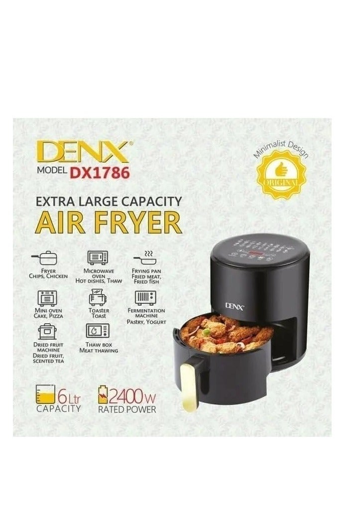 Denx Air Fryer, 6 Litre Capacity, 2400W, Multi-Function with 9 Cooking Modes - DX1786 - Image 3