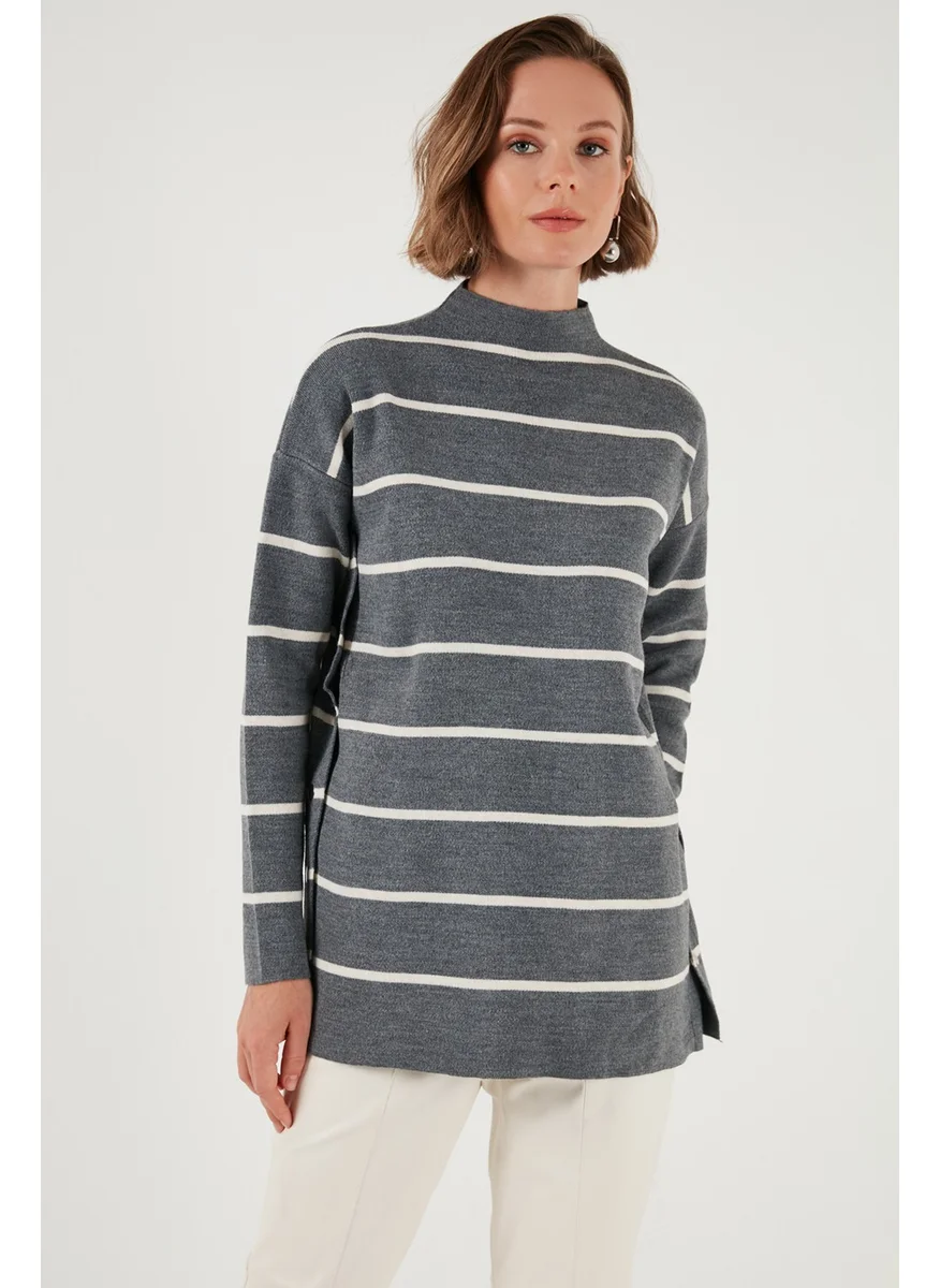 Lela Striped Stand Collar Oversize Knitwear Sweater Women's Sweater 4615197Y