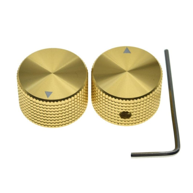 KAISH 2pcs 636425mm Diam Aluminium Potentiometer Knobs 14 Universal Metal Pot Knobs with Indicator and Set Screw for GuitarBassAMP AmplifierPower AmplifierPreampsAudio Equipments Gold - Image 2