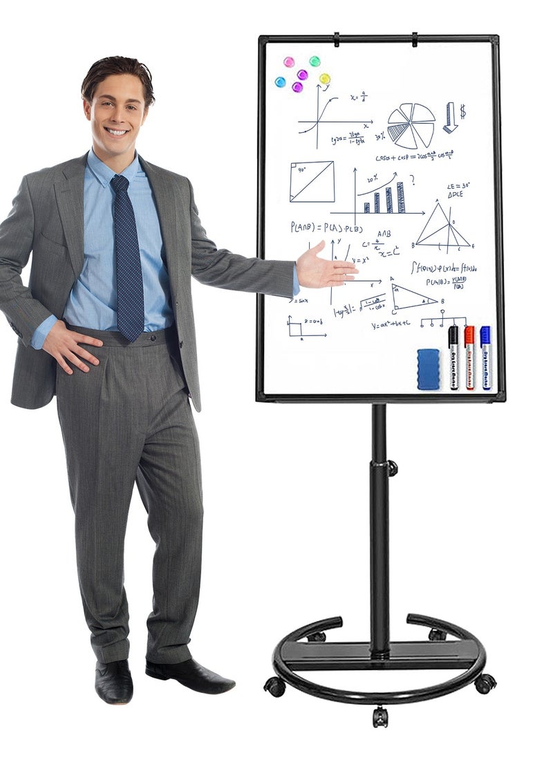 Kidle KidLe Dry Erase Boards Rolling Whiteboard, Mobile Round Base Whiteboard - 3-Layer Coated Smooth Surface, Ideal for Team Brainstorming, Education  - Image 1