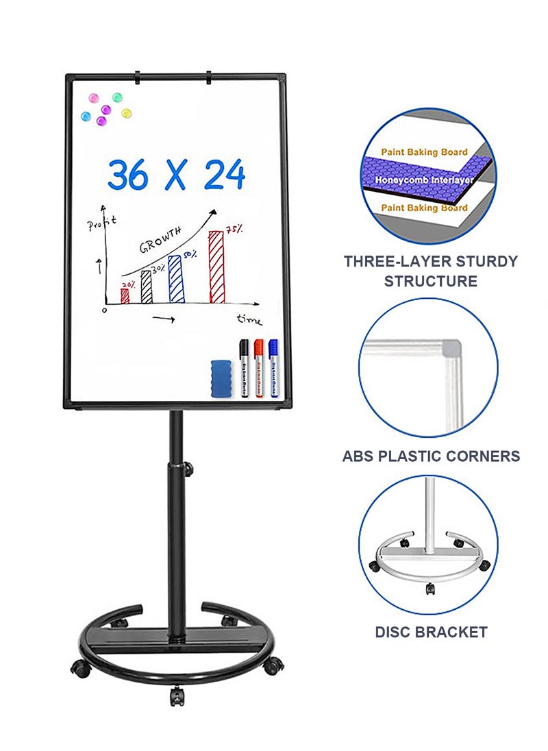 Kidle KidLe Dry Erase Boards Rolling Whiteboard, Mobile Round Base Whiteboard - 3-Layer Coated Smooth Surface, Ideal for Team Brainstorming, Education  - Image 3