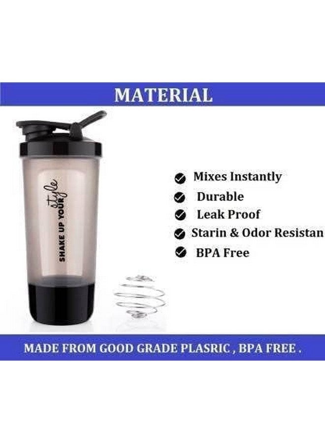 AIDROM MART Shaker Bottle, 100% Leak Proof BPA Free Gym Shaker Pro Cyclone Shaker 600ml with Storage Compartment and Stainless Steel Blender Ball, Ideal for Protein (Multi Color) - Image 2