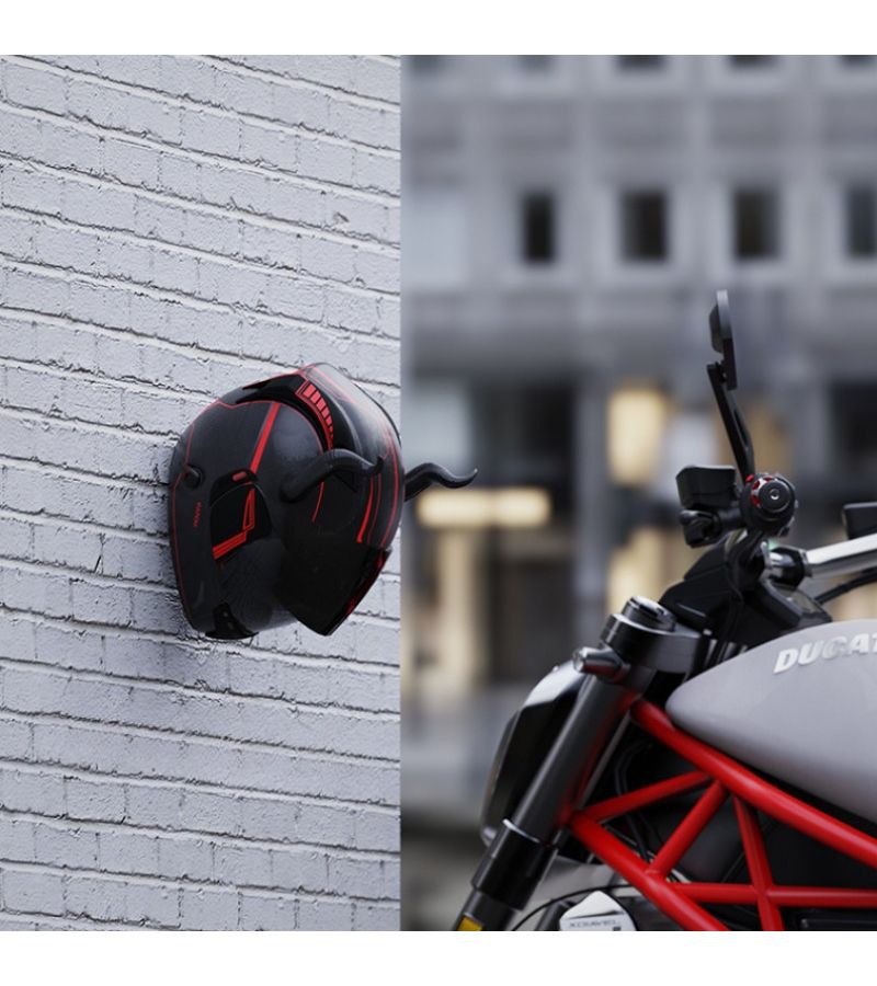 Black 5pcs Wall Mounted Hook Set Multifunctional Kitchen Cabinet Storage Rack Motorcycle Helmet Display Rack Sturdy Storage Rack For Home Garage And Studio - Image 5