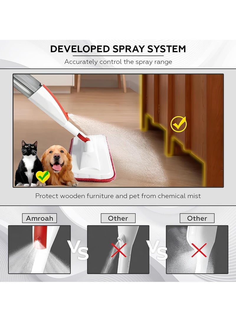 360 Degree Spray Mop Water with 400ml 14oz Refillable Bottle, Microfiber Spraying Mop Easy Used for Dust Cleaning Dry Wet Home Office Floor Wood Hardwood Laminate Ceramic Tiles - Image 2