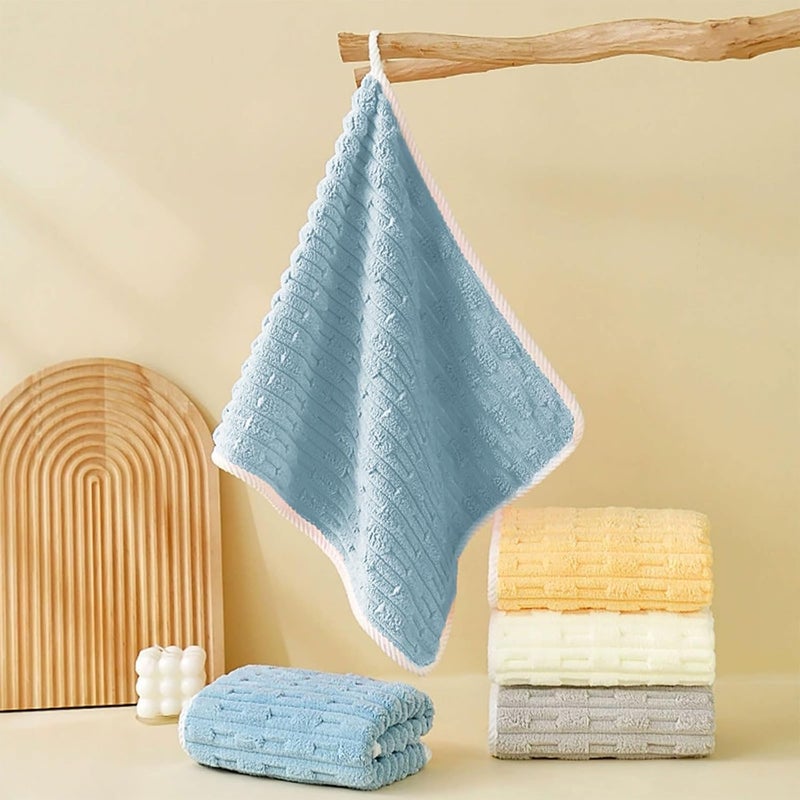 Bedvcaty طقم مناشف الحمام - 3 قطع - 14 × 29 بوصة مناشف وجه صغيرة خفيفة الوزن فائقة الامتصاص ومناشف أصابع ناعمة مخططة للحمام وغرفة الضيوف والأطفال (منشفة كابيبارا - 3 زرقاء) - Image 5