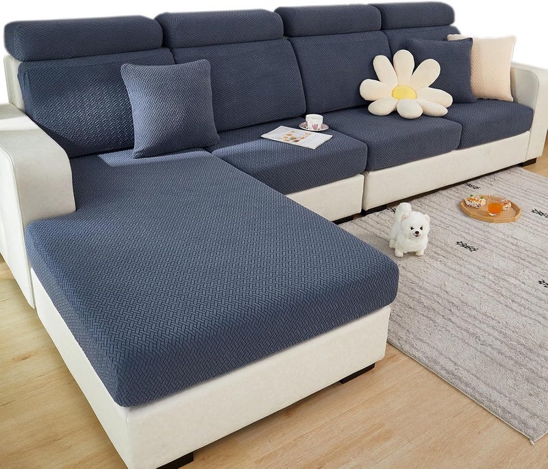 Yoovat Magic Sofa Covers Magic Sofa Couch Covers 2024 New Wear-Resistant Universal Sofa Cover Stretch for Sectional Slipcovers (Texture-Gray Blue,Chaise Cover) - Image 1