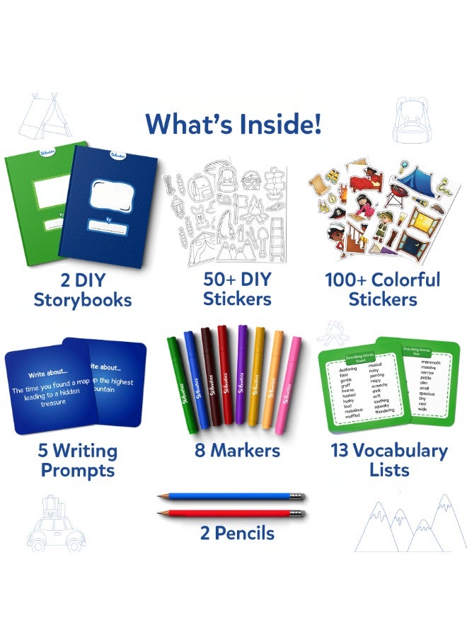 Skillmatics طقم فنون قصص الأطفال - طقم مغامراتي لجميع الأطفال، اكتب وابتكر قصص المغامرات، نشاط إبداعي للأولاد والبنات، طقم افعلها بنفسك، أكثر من 300 ملصق، هدايا للأعمار 5، 6، 7، 8، 9، 10 - Image 2