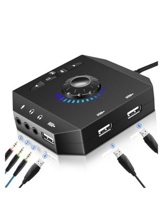 T10 External Sound Card, USB Hubs, Audio Adapter, External Stereo Sound Card, 3.5mm Headphone Microphone Jack, Volume Control, Plug & Play (6-in-1) USB Audio Adapter for PC Windows, Mac, Laptops - pzsku/Z3F6BAFEC3A65E14ACC3EZ/45/_/1719341214/781b0a37-17a7-490f-a769-58f90ac3f88f