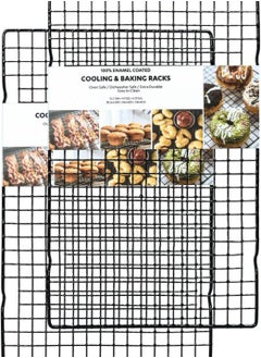 Set of 2 Cooling Rack for Baking, Small Quarter Grid, Enamel Tight-Wire Baking Rack Fits Quarter Sheet Pan, Oven Safe for Cooking, Roasting, Grilling-15”×9.5”