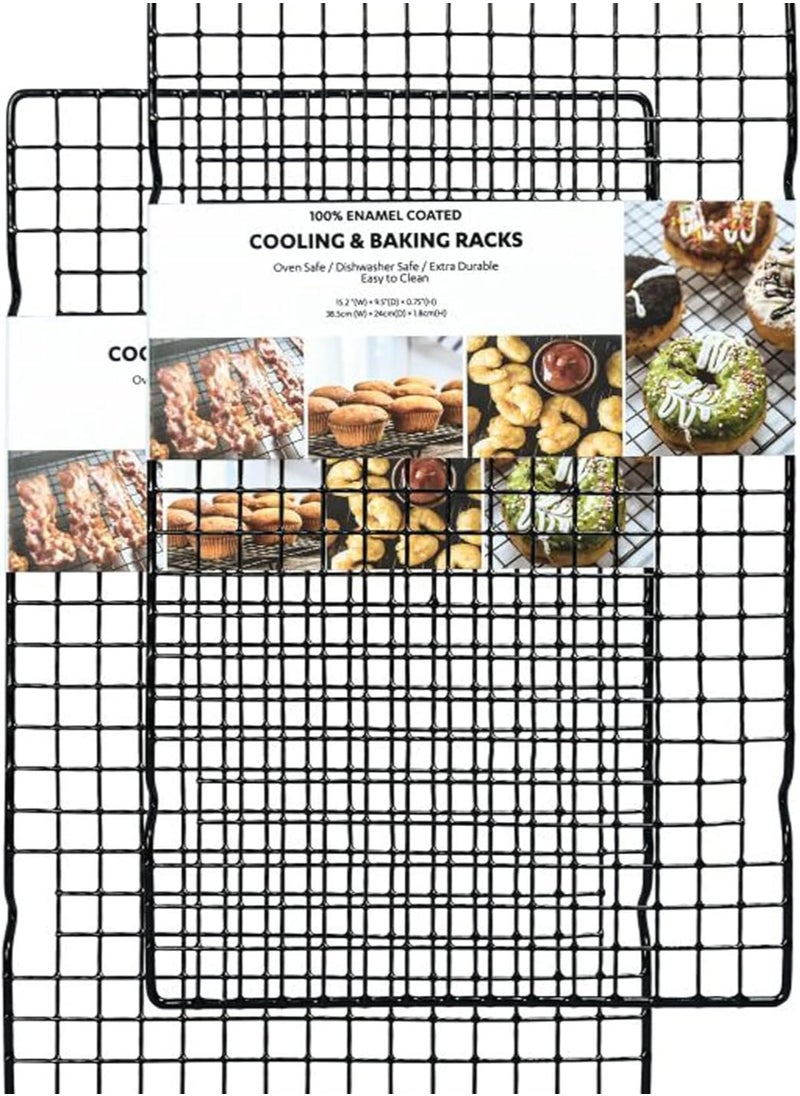 Generic Set of 2 Cooling Rack for Baking, Small Quarter Grid, Enamel Tight-Wire Baking Rack Fits Quarter Sheet Pan, Oven Safe for Cooking, Roasting, Grilling-15”×9.5”  - Image 1