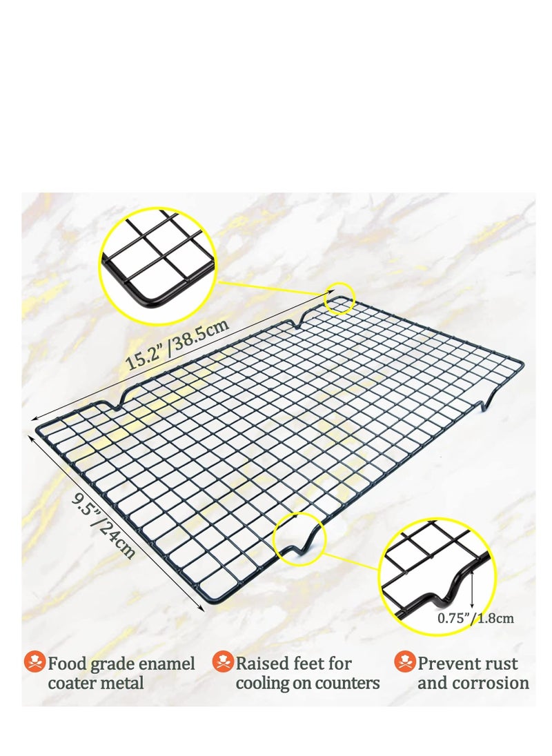 Generic Set of 2 Cooling Rack for Baking, Small Quarter Grid, Enamel Tight-Wire Baking Rack Fits Quarter Sheet Pan, Oven Safe for Cooking, Roasting, Grilling-15”×9.5”  - Image 2