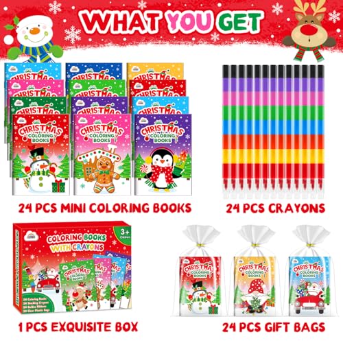 ZMLM 24 Pack Christmas Coloring Books for Kids with Crayons Party Favors for Kids 48 Goodie Bags Stuffers for Toddlers Bulk Basket Stuffers Classroom Prizes Birthday Return GiftsChristmas - Image 5