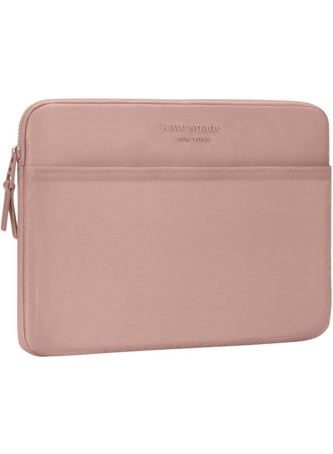 Kate Spade New York Puffer Universal Laptop Sleeve 13"/14" - Outer Slip Pocket for Small Accessory, Zipped Main Compartment, for M1/M2 Macbook Air/Pro & Similar size Laptops - Madison Rouge Pink  - Image 1