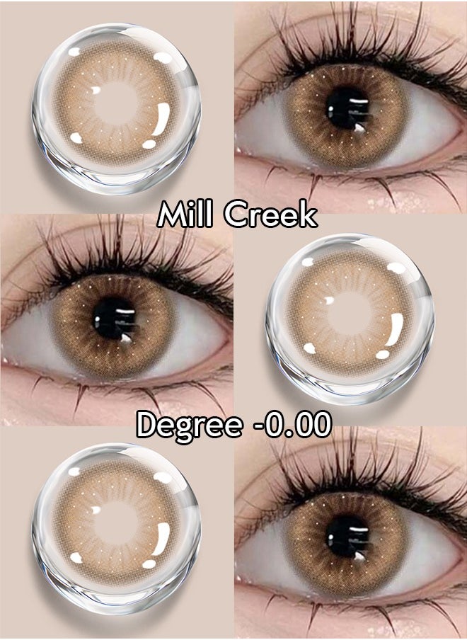 Mill Creek Mill creek color contact lenses 14.2MM hydrogel lenses can be used for 12 months 1 pair of 2 brown glasses  - Image 1