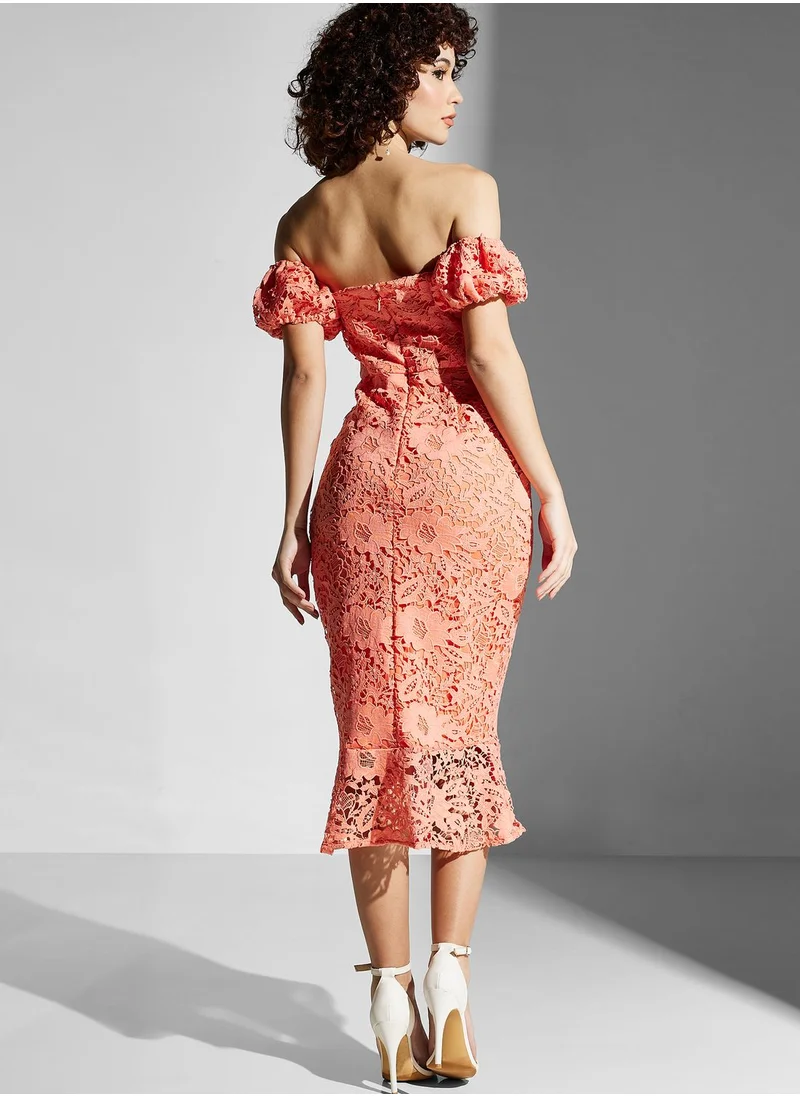 Chi-Chi London Bardot Sweetheart Neck Dress